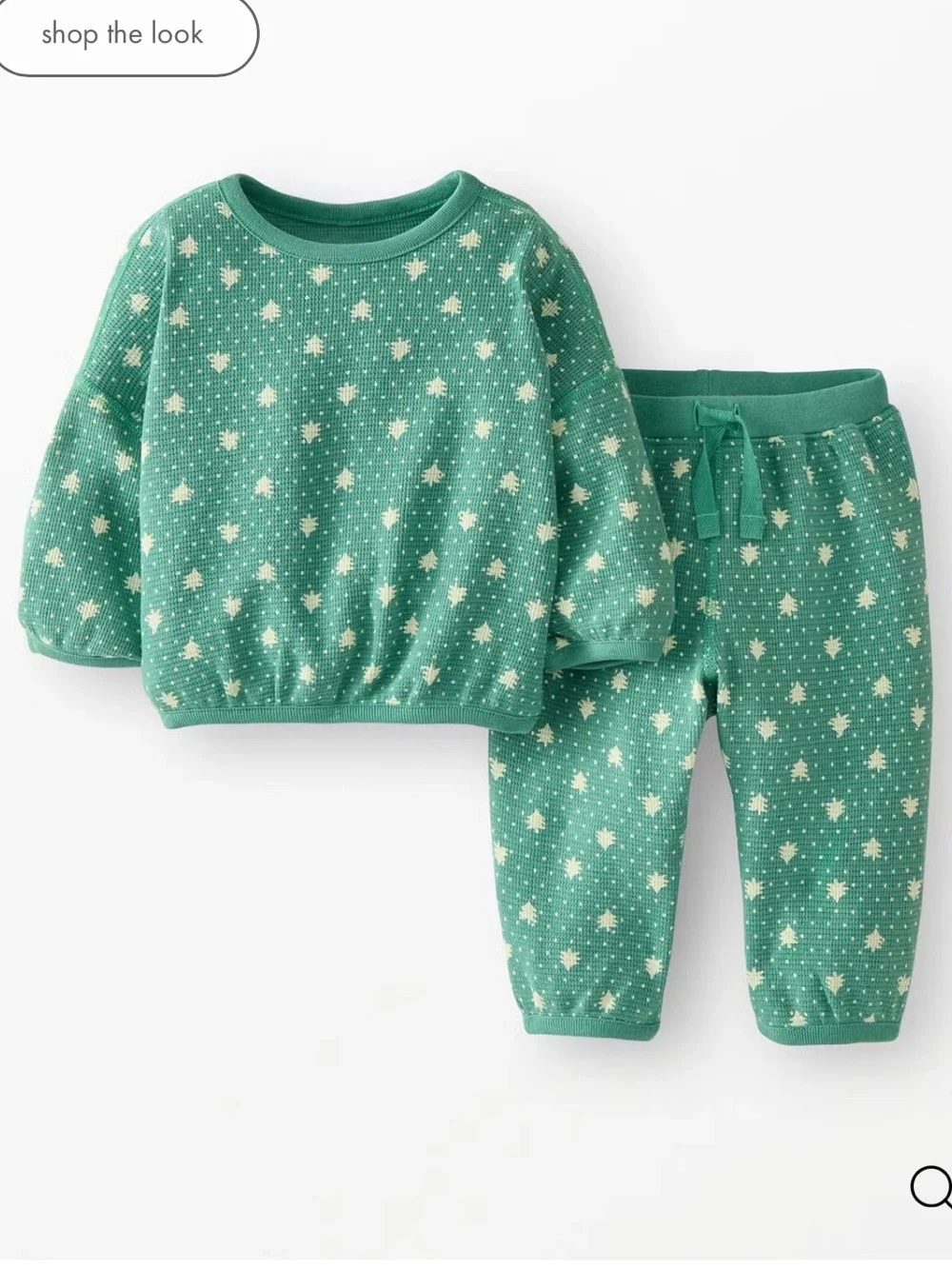 Hanna Andersson Baby Light Green Forest Long Sleeve Waffle top & pants set 6-12